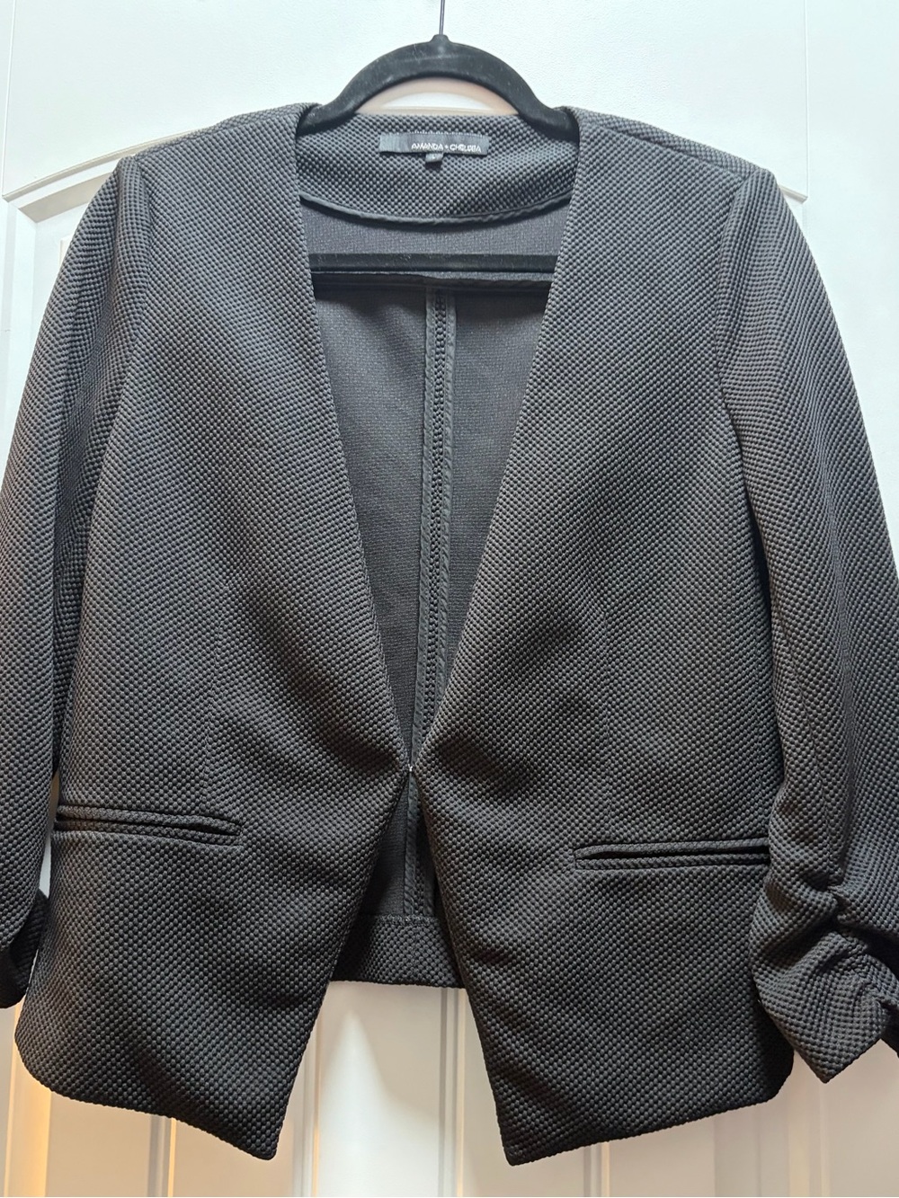 Amanda & Chelsea Black Textured Open Front Blazer